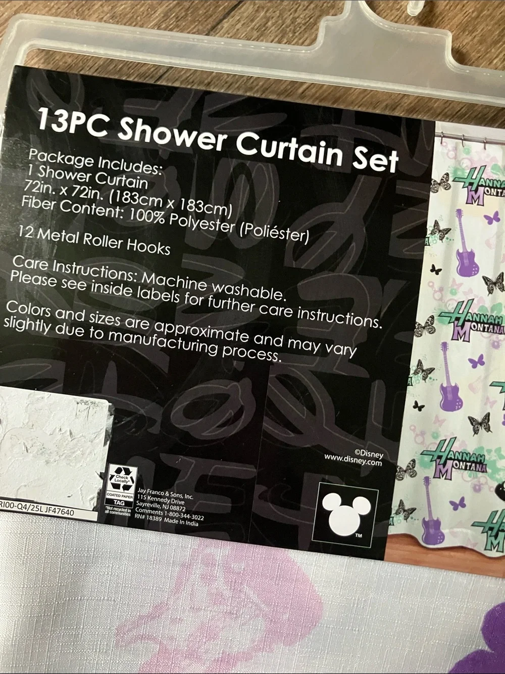 Disney Hannah Montana Shower Curtain Set - Teal, Black, White